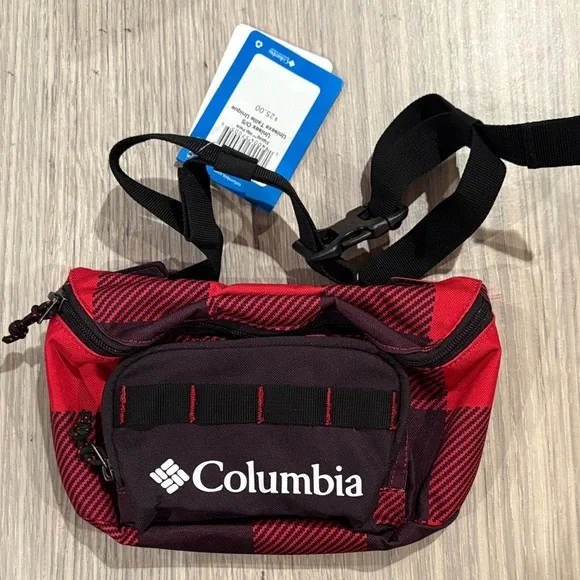 Columbia Zigzag Hip Pack Red Black Plaid Fanny Pack NWT Unisex - Picture 1 of 4